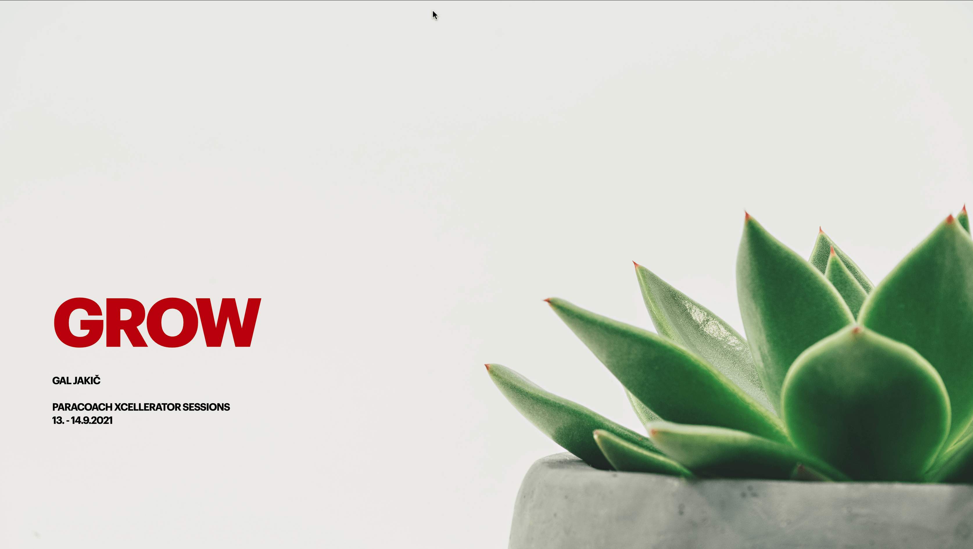 Image of a presentation slide for talk titled GROW